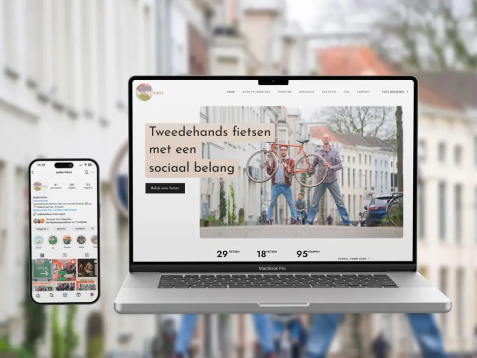 Website Spijkerbikes in mockup
