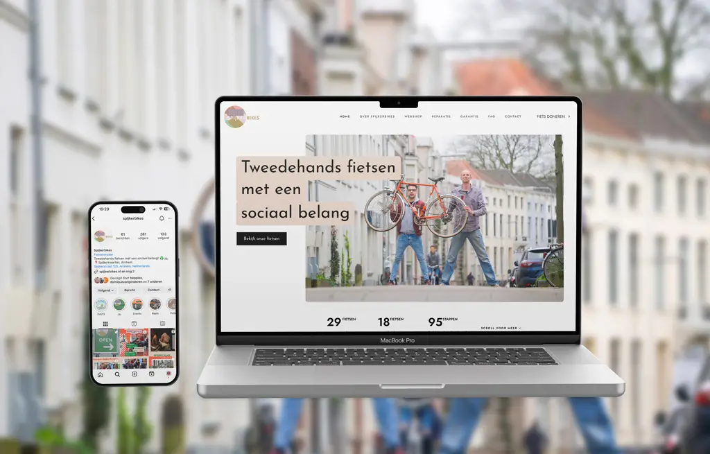 Website Spijkerbikes in mockup