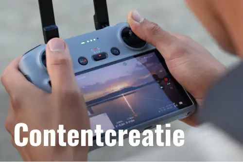 Controller van drone met woord 'Contentcreatie'